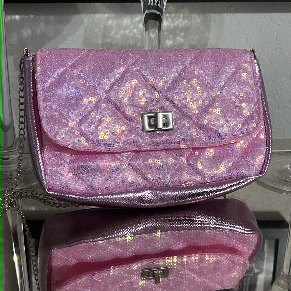Pink Sequin Quilted girls Bag